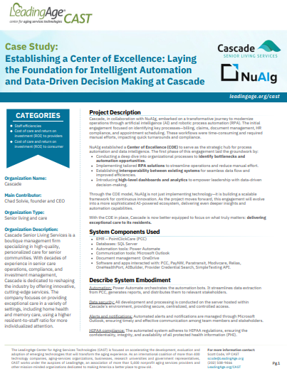 NuAIg - Cascade case study on leadingage